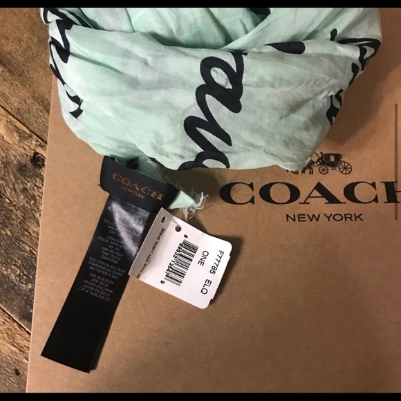 Coach Mint Green BRAVE Large Scarf with Box - Picture 3 of 5